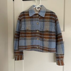 Aritzia Plaid Jacket in Blue and Brown